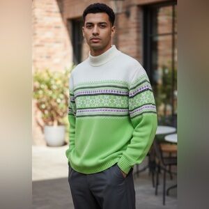 VINTAGE ARCTIC CAT WEAR SWEATER GREEN FAIR ISLE SIZE MEDIUM EUC SNOWMOBILE